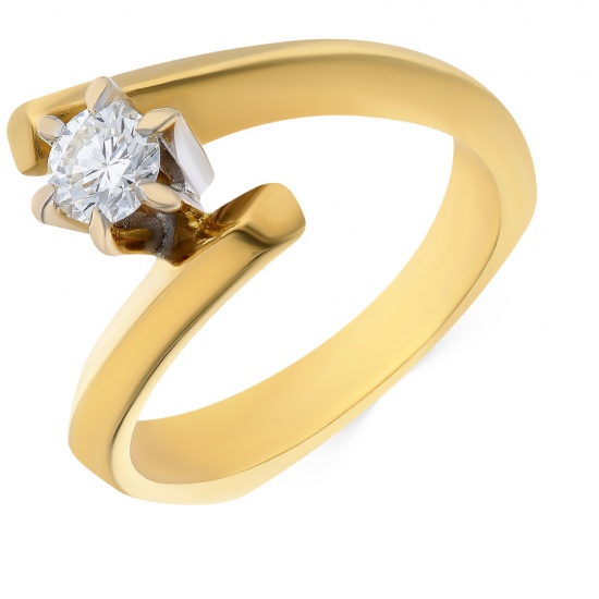 Кольцо из комбинированного золота 750 пробы c 1 бриллиантом, Л29039872 за 50370