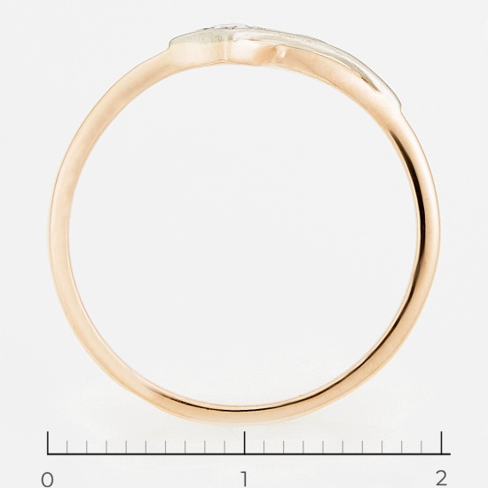 Кольцо из комбинированного золота 583 пробы c 1 бриллиантом, Л47082690 за 9450