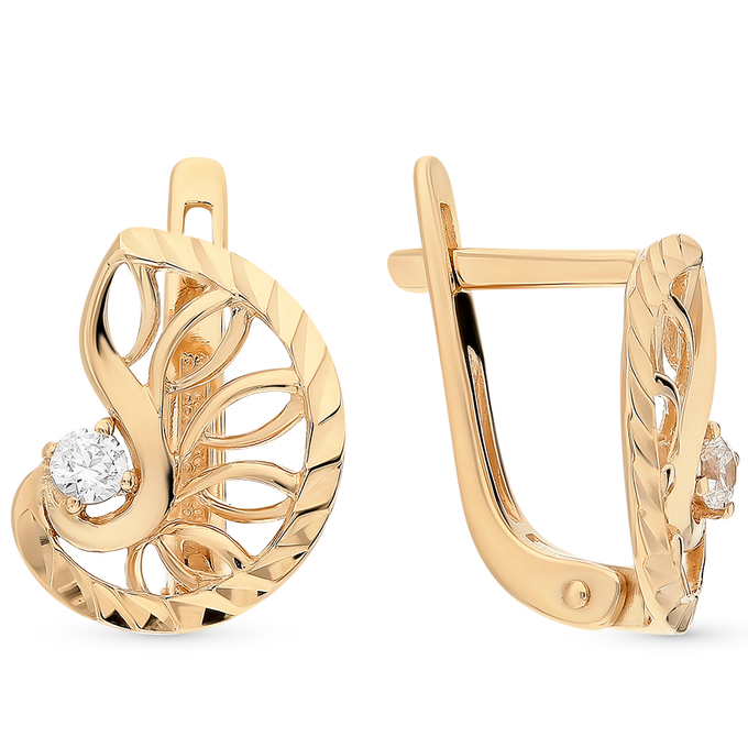 Серьги из золота 585 пробы c фианитами