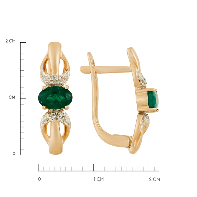 Серьги из золота 585 пробы c изумрудами и бриллиантами, Л 1912 0049 за 63280