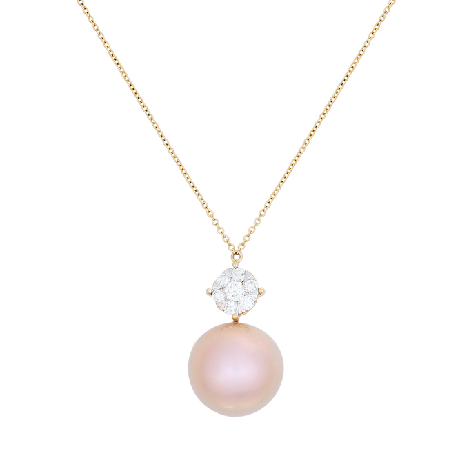 Колье из золота 750 пробы c жемчугом и бриллиантами