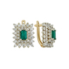 Серьги из золота 585 пробы c изумрудами и бриллиантами