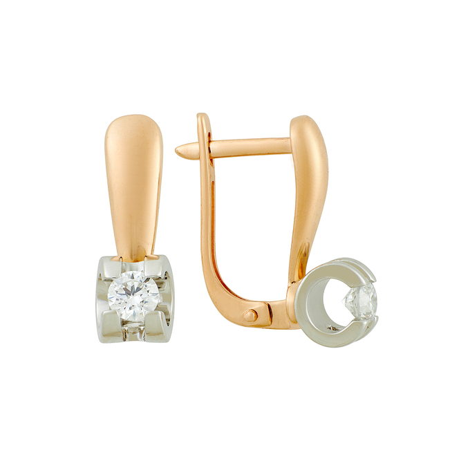 Серьги из золота 585 пробы c бриллиантом, Ц О007 1598 за 54240