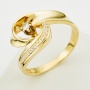 Кольцо из желтого золота 500 пробы c 1 бриллиантом и 15 упр. огр. бриллиантами 129816 фото 1