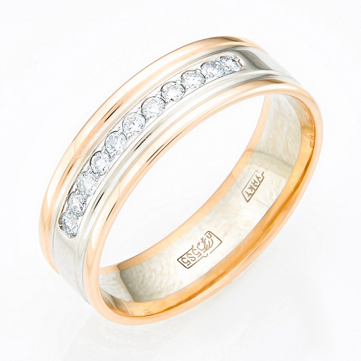 Кольцо из комбинированного золота 585 пробы c 11 бриллиантами Л22107080 фото 1