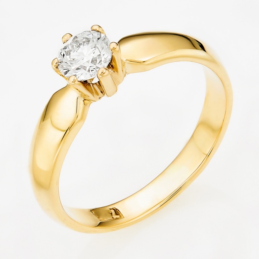 Кольцо из желтого золота 750 пробы c 1 бриллиантом Л28067603 фото 1