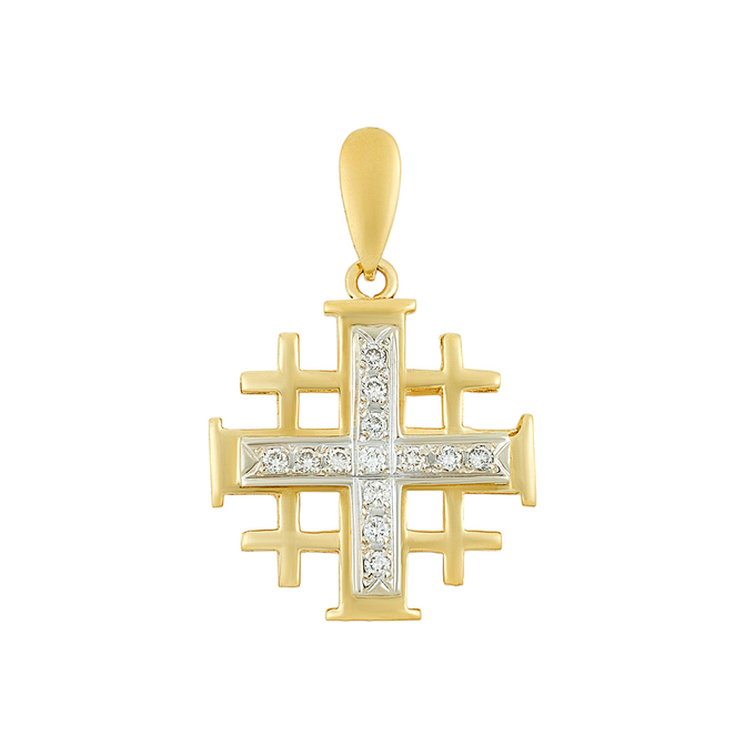 Подвеска-крестик из золота 750 пробы c бриллиантами