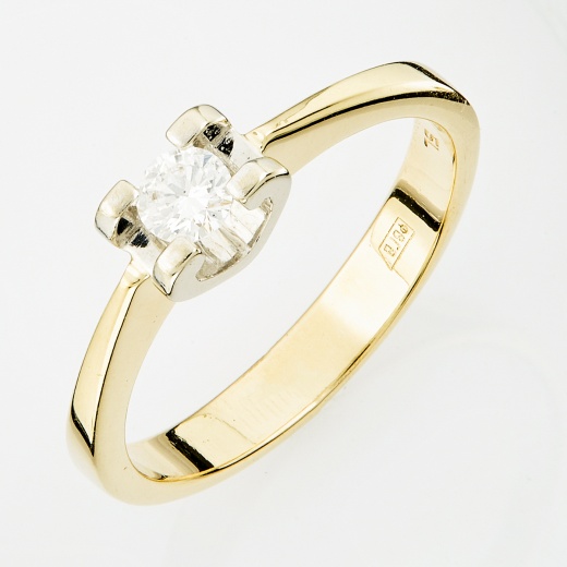 Кольцо из комбинированного золота 585 пробы c 1 бриллиантом Л73004448 фото 1