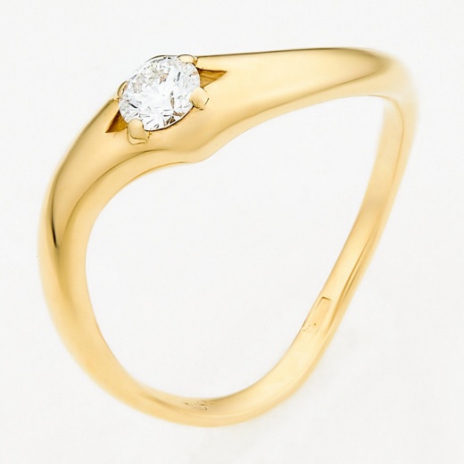 Кольцо из желтого золота 585 пробы c 1 бриллиантом Л33069672 фото 1