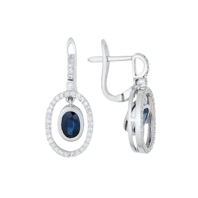 Серьги из золота 585 пробы c сапфирами и бриллиантами, Л 1811 6638 за 67900