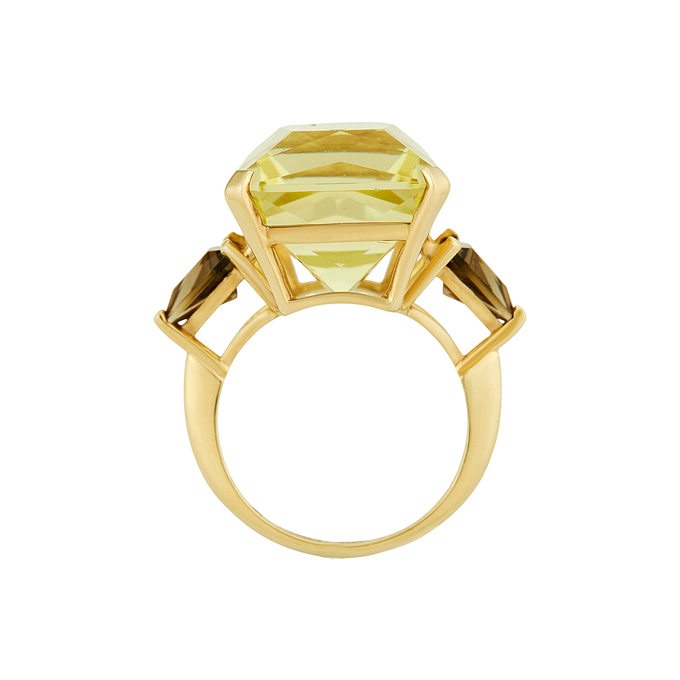 Кольцо из золота 585 пробы c цитрином и раухтопазами, Л 2812 2830 за 110000