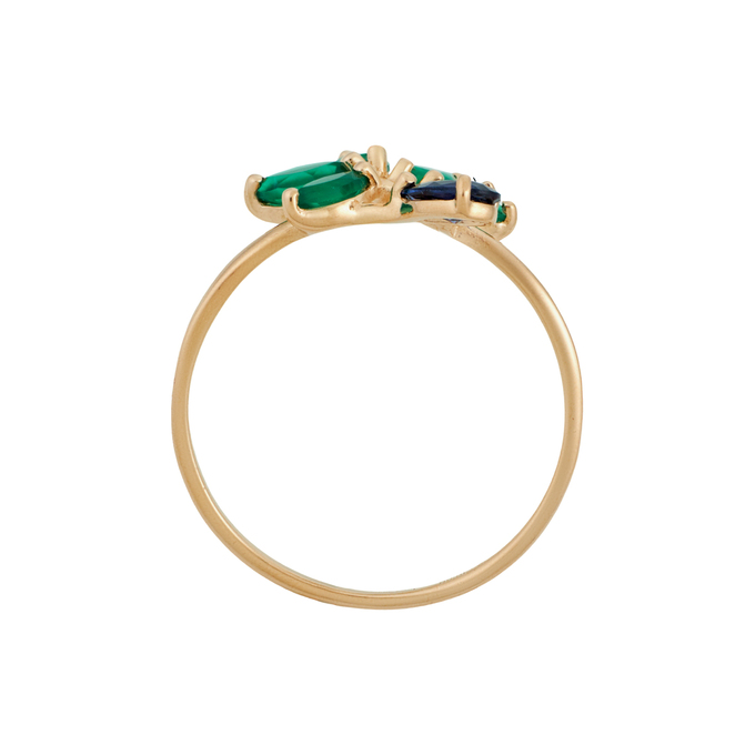 Кольцо из золота 585 пробы c хризопразами и синтетическим сапфиром, Л 1911 9184 за 15120