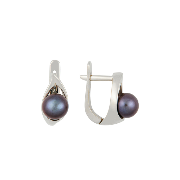 Серьги из золота 585 пробы c культ. жемчугом, Л 7102 1233 за 39200
