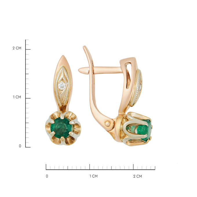 Серьги из золота 585 пробы c изумрудами и бриллиантами, К 0000 3822 за 37200
