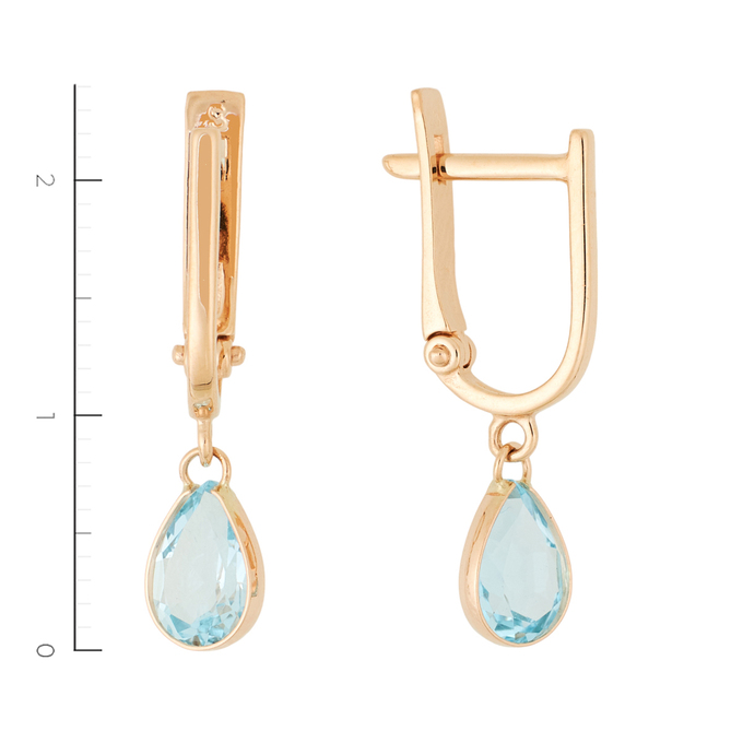 Серьги из красного золота 585 пробы c 2 топазами