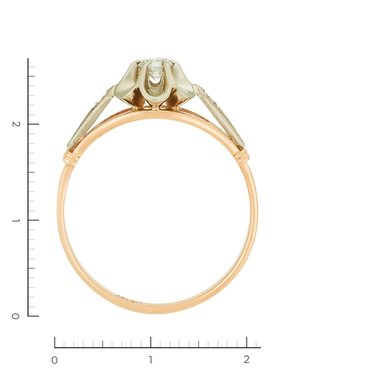 Кольцо из комбинированного золота 583 пробы c 1 бриллиантом, Л16140281 за 31430
