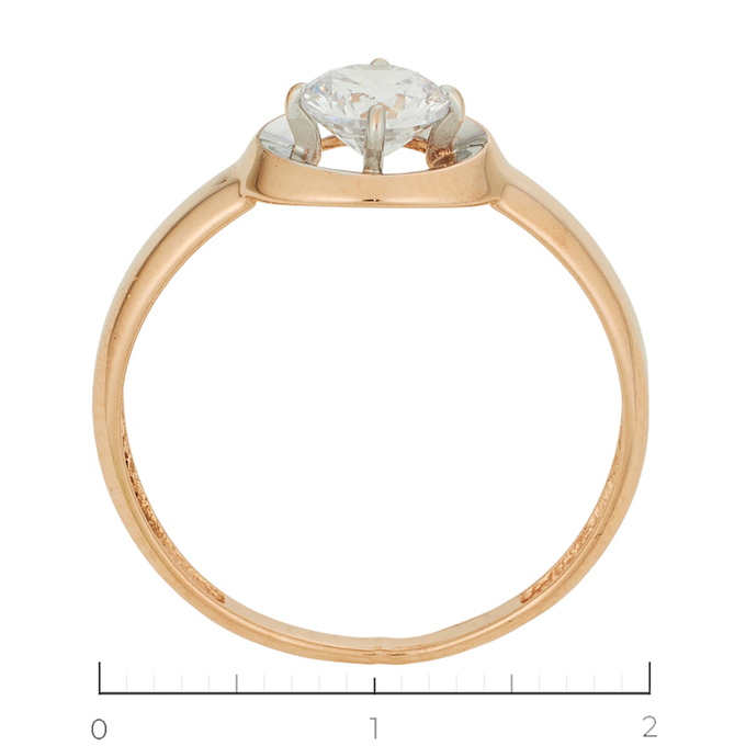 Кольцо из комбинированного золота 585 пробы c 1 фианитом, Л 2315 9837 за 11840