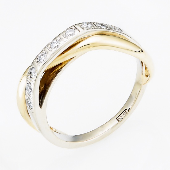 Кольцо из комбинированного золота 585 пробы c 9 бриллиантами, Л12073892 за 17400
