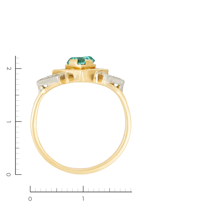 Кольцо из золота 750 пробы c 6 бриллиантами и 1 изумрудом, Л 2810 4171 за 68950