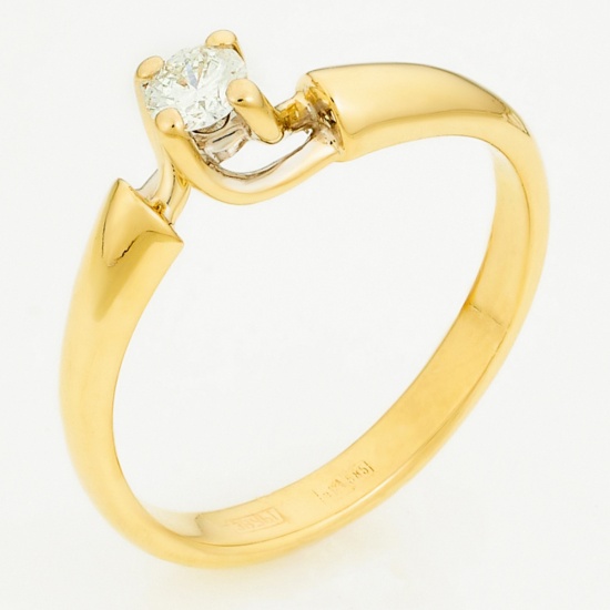 Кольцо из комбинированного золота 585 пробы c 1 бриллиантом, Л04078574 за 30 320 ₽