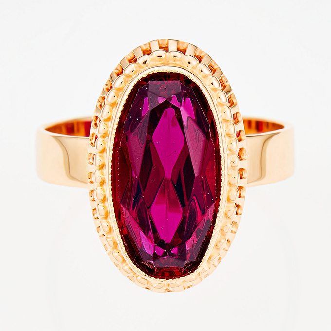 Кольцо из красного золота 583 пробы c 1 корундом