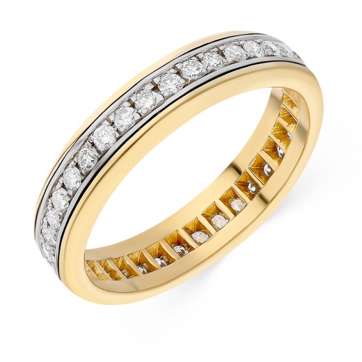 Кольцо обручальное из комбинированного золота 750 пробы c 37 бриллиантами 051673 фото 1