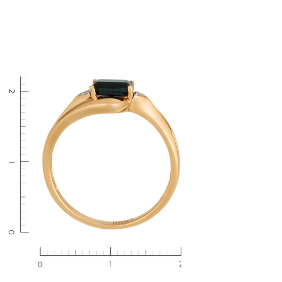 Кольцо из красного золота 585 пробы c 6 бриллиантами и 1 сапфиром, Л45073129 за 33600
