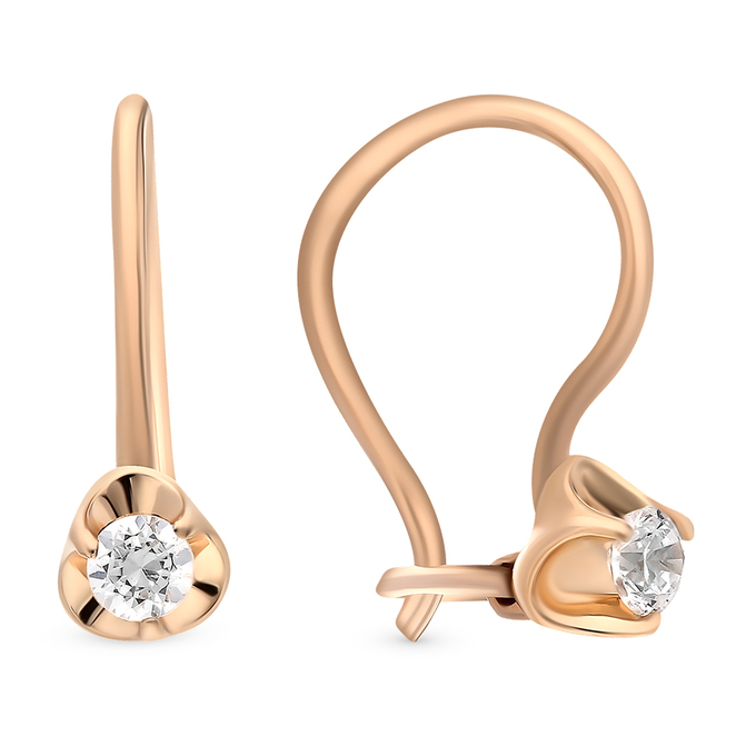 Серьги из золота 585 пробы c фианитами