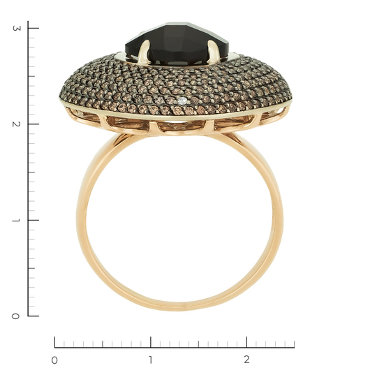Кольцо из комбинированного золота 585 пробы c 1 раухтопазом и камнями синтетическими, Л29124190 за 53060