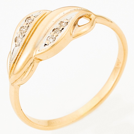 Кольцо из комбинированного золота 585 пробы c 6 бриллиантами, Л30130658 за 11400
