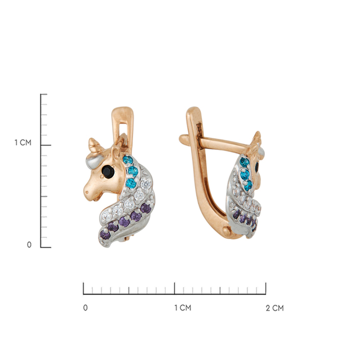 Серьги из золота 585 пробы c синт.камнями