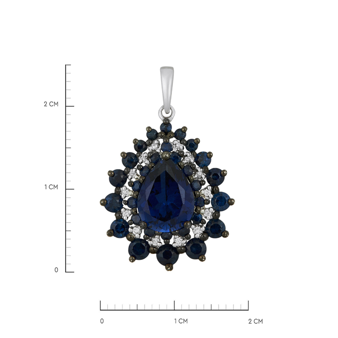 Подвеска из золота 585 пробы c сапфирами, бриллиантами и синтетическим сапфиром, Л 2316 7441 за 43600