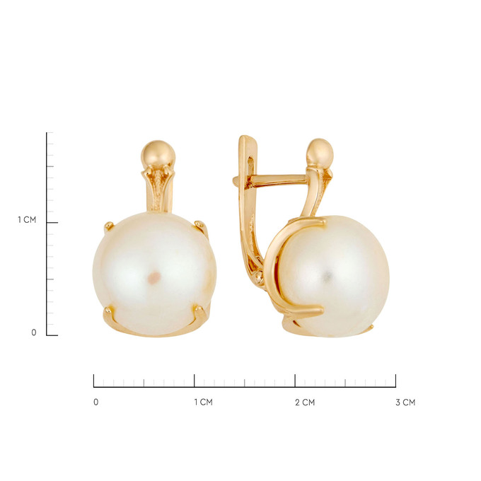 Серьги из золота 585 пробы с культивированным жемчугом, Ц О007 3884 за 69600