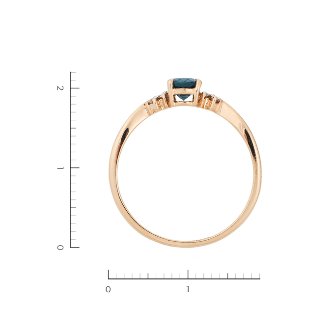 Кольцо из красного золота 585 пробы c 4 бриллиантами и 1 сапфиром, Л 2912 5233 за 13740