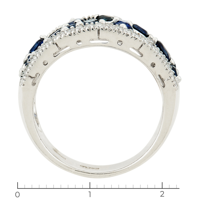 Кольцо из белого золота 750 пробы c 85 бриллиантами и 16 сапфирами
