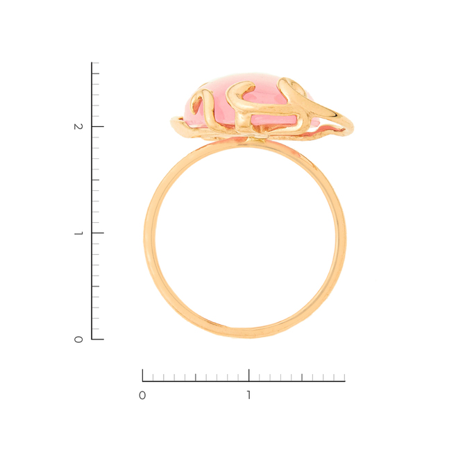Кольцо из красного золота 585 пробы c 1 роз. кварцем, Л 0407 2900 за 39000