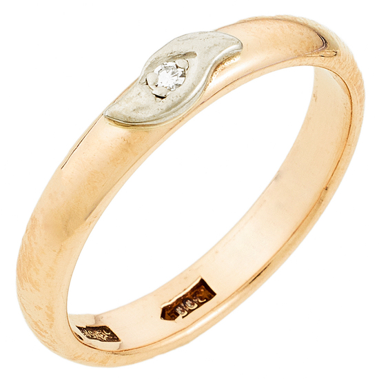 Кольцо из комбинированного золота 585 пробы c 1 бриллиантом, Л23139518 за 9855