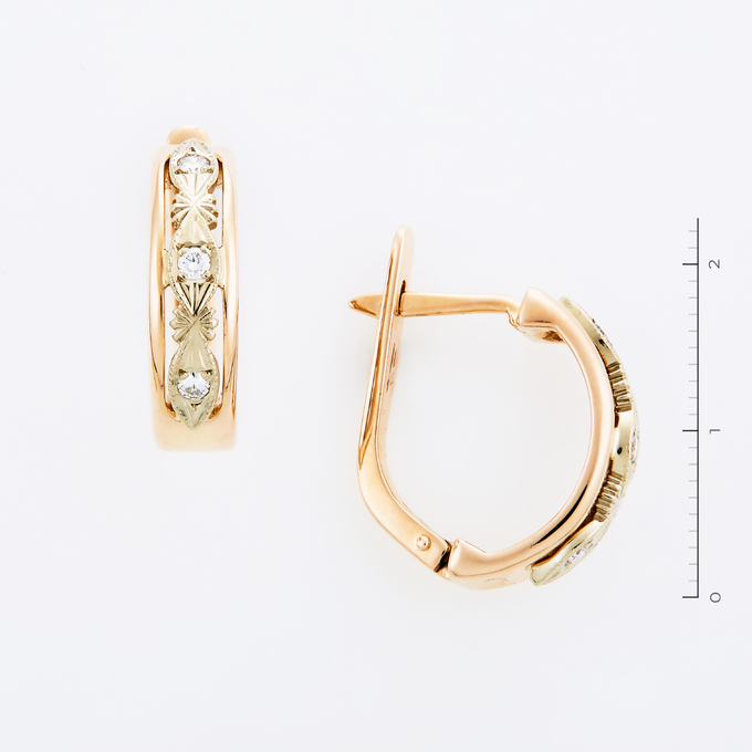 Серьги из золота 585 пробы c 6 бриллиантами