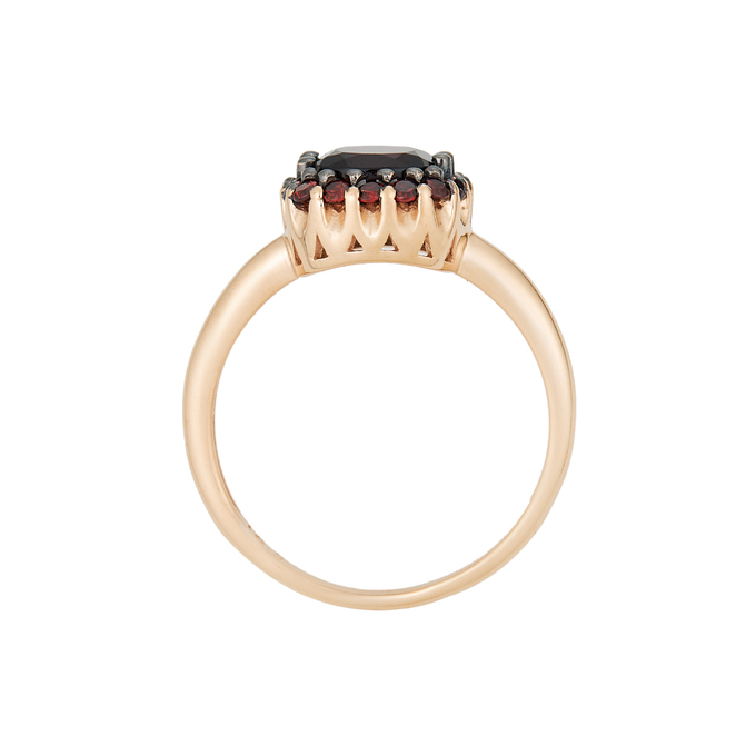 Кольцо из золота 585 пробы c гранатом и синтетическими камнями, Л 4107 3950 за 27520