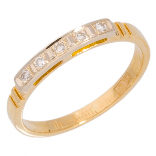 Кольцо из комбинированного золота 750 пробы c 5 бриллиантами 001688 фото 1