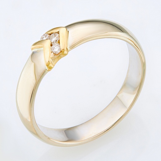 Кольцо из желтого золота 750 пробы c 3 бриллиантами Л48059990 фото 1