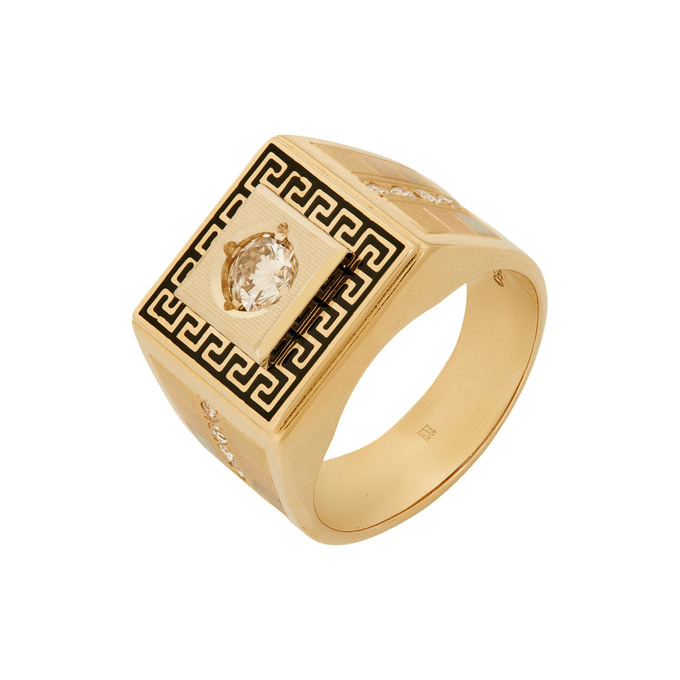 Кольцо из золота 750 пробы c бриллиантом, фианитами и эмалью, Л 6102 8808 за 328900