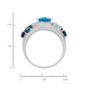 Кольцо из золота 585 пробы c топазами, топазами Лондон, аметистами и бриллиантами