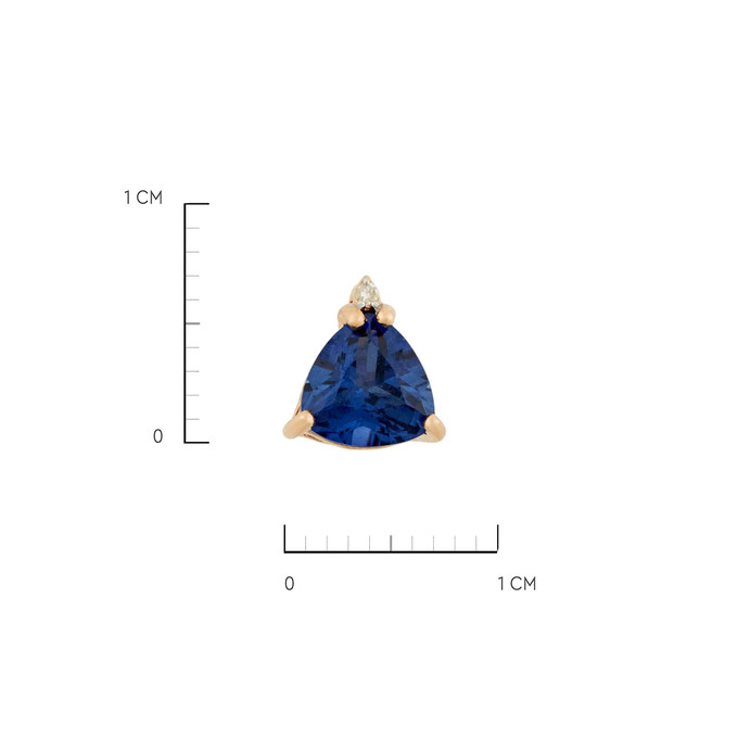 Подвеска из золота 585 пробы c бриллиантом и синтетическим сапфиром, Л 2913 4176 за 6300