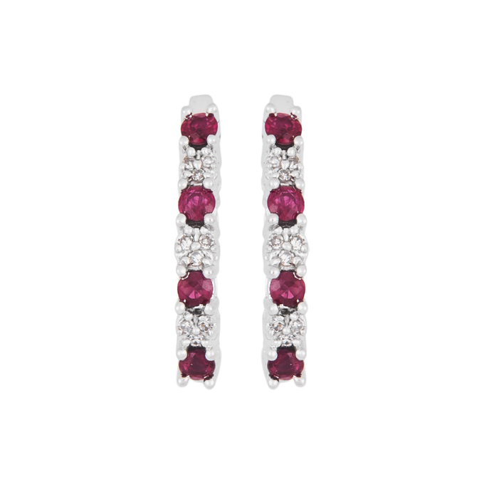 Серьги из золота 585 пробы c рубинами и бриллиантами, Ц О007 2705 за 25500