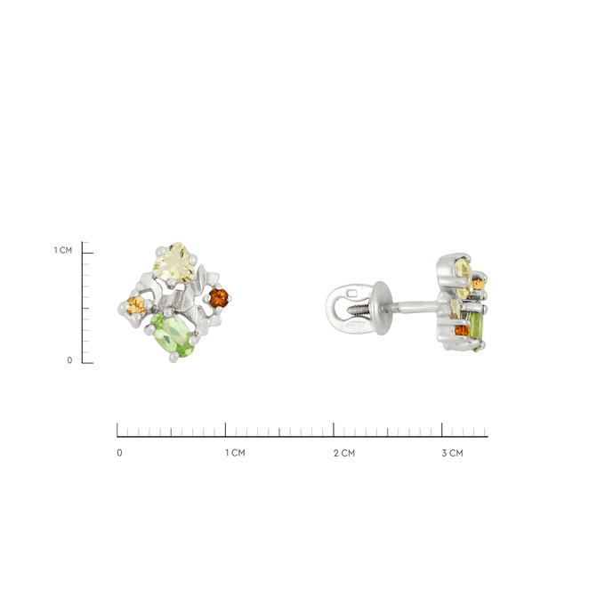 Серьги из золота 585 пробы c хризолитами и цитринами, Ц О007 2429 за 29000