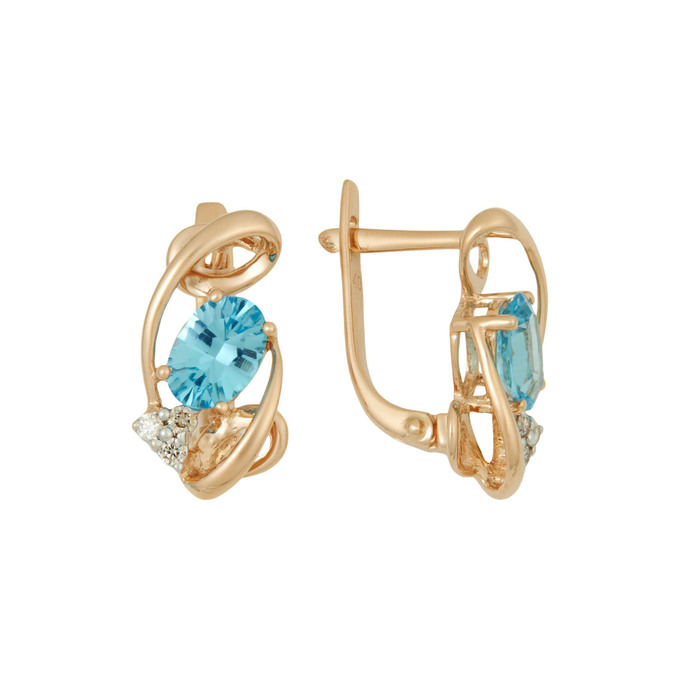 Серьги из золота 585 пробы с топазами и бриллиантами, Ц О007 3277 за 46000