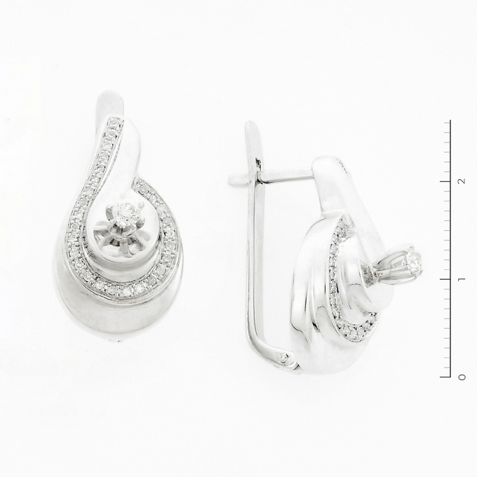 Серьги из белого золота 585 пробы c 56 бриллиантами