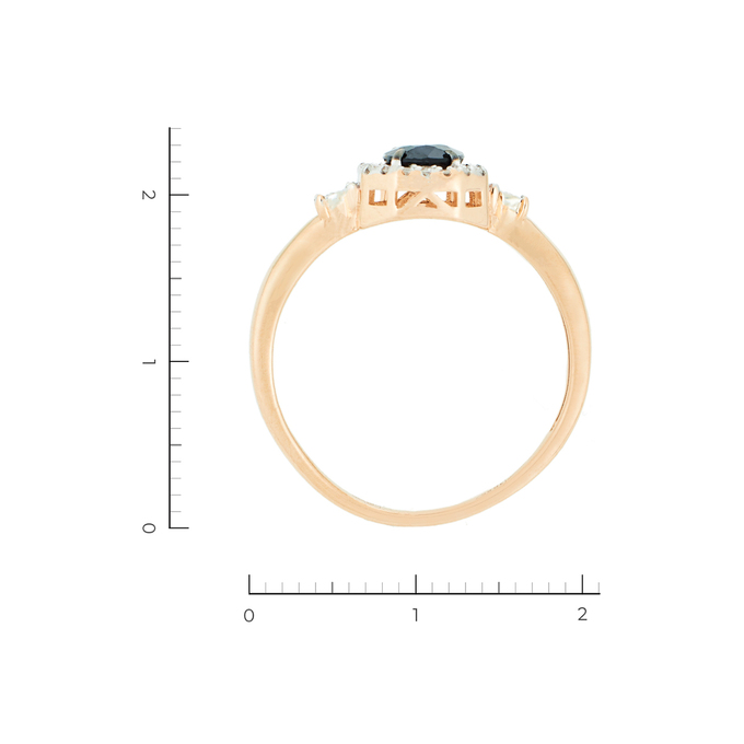 Кольцо из красного золота 585 пробы c 1 сапфиром и 24 бриллиантами