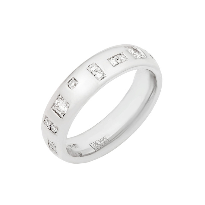 Кольцо обручальное из золота 750 пробы c бриллиантами, Л 1113 6060 за 86900